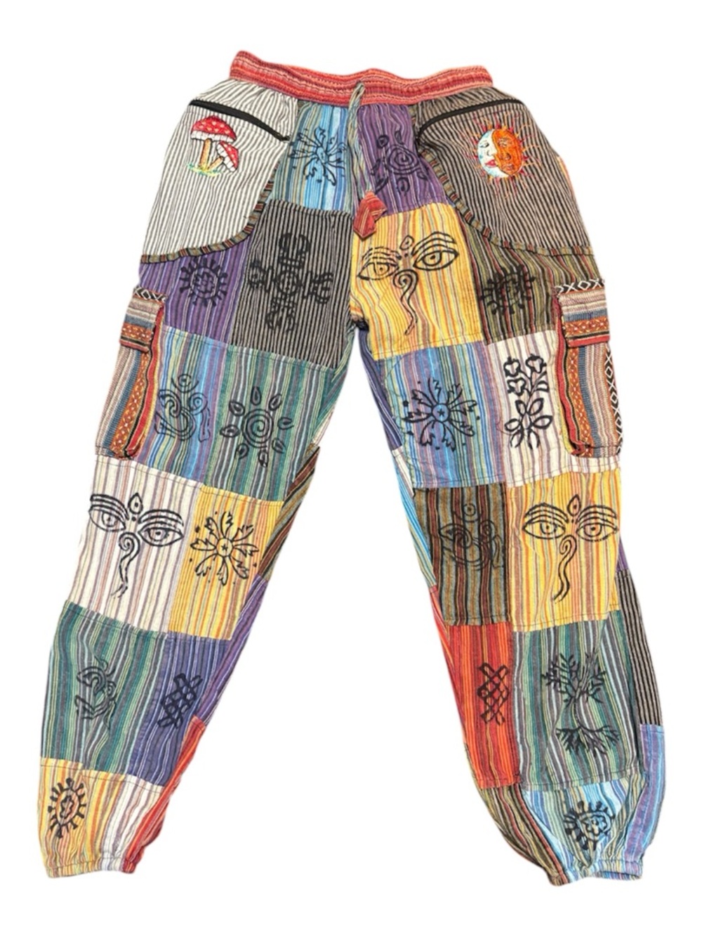 Colorblock Patchwork Boho Harem Pants - Multicolor festivalwear